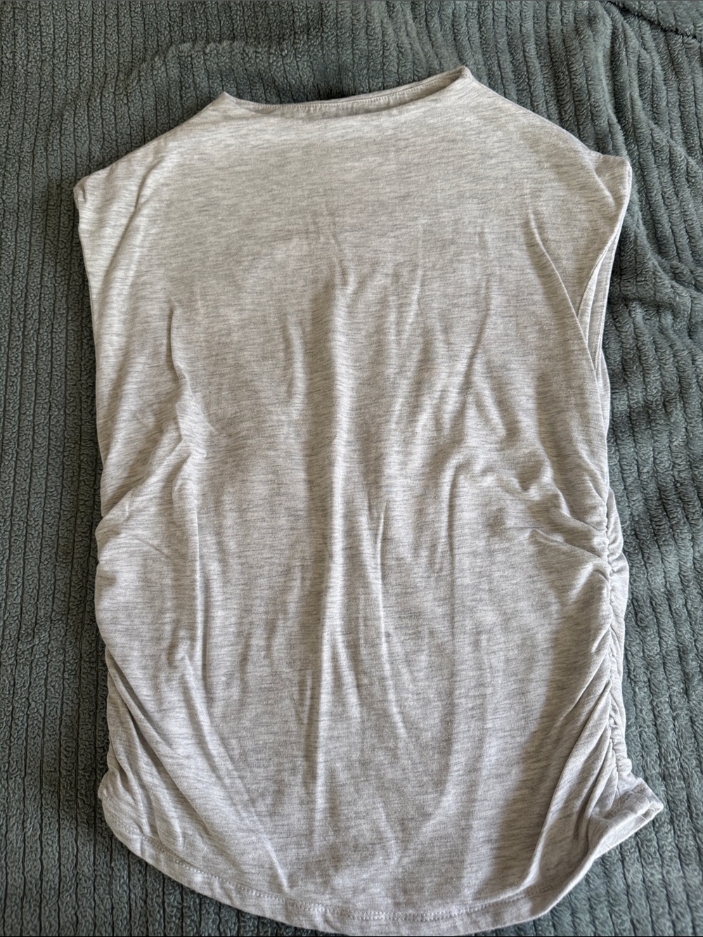 Light Gray Ribbed Side-Ruched Tank Top